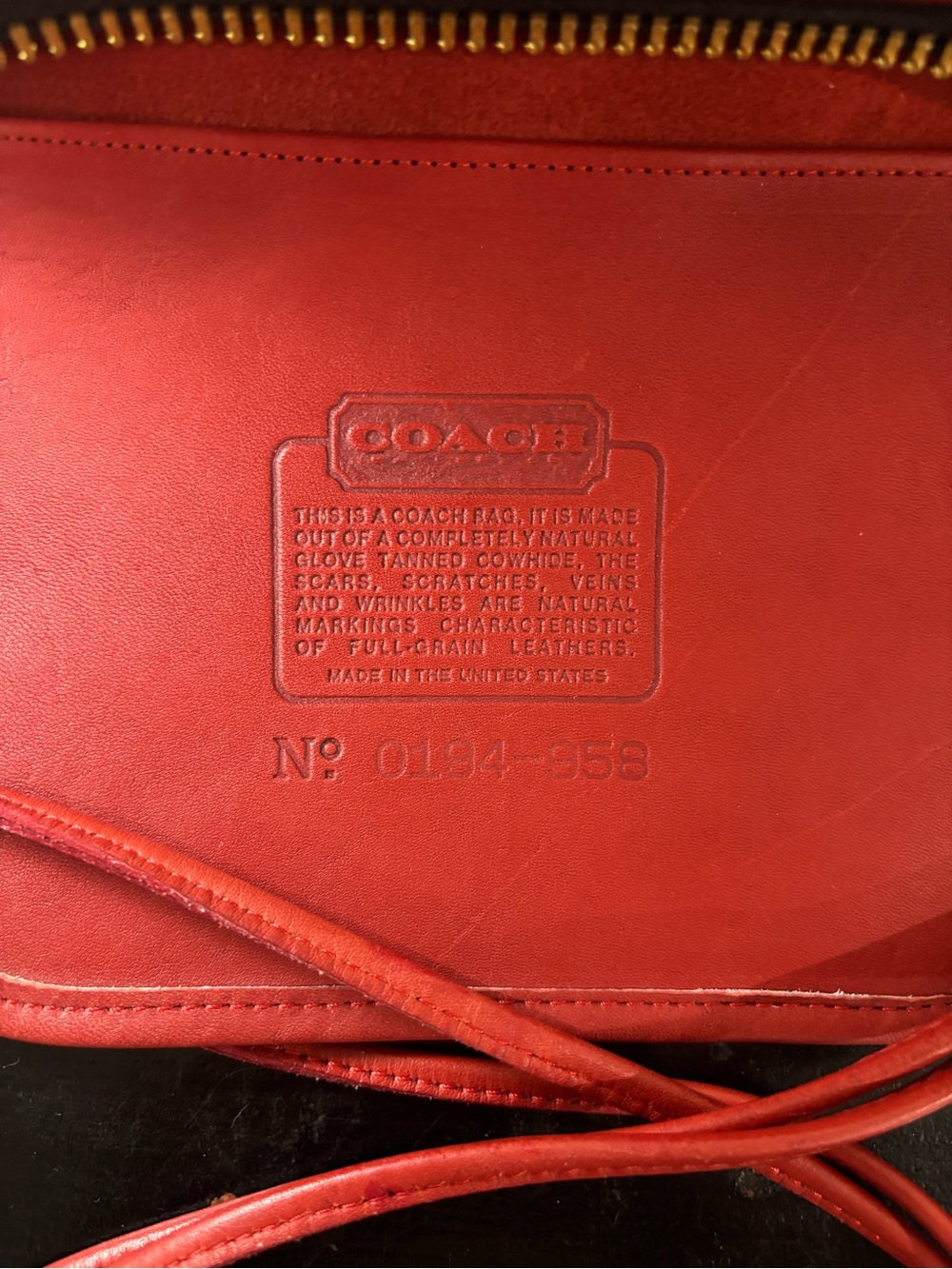 Vintage Coach Red Leather Basic Bag No 0194-958 Crossbody Clutch USA - Picture 11 of 11